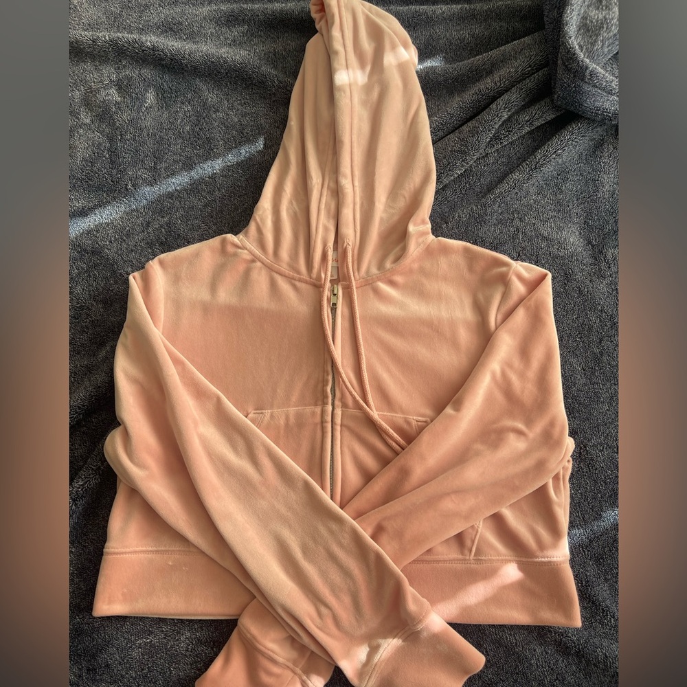 Cropped Velvet Zip Up Sweater